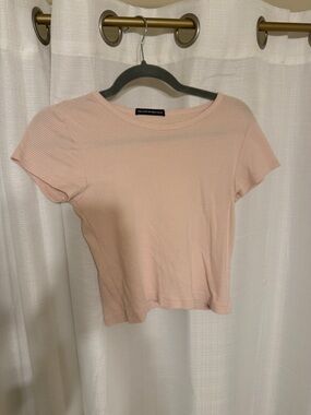 Brandy Melville Soft Blush striped Short Sleeve Tee